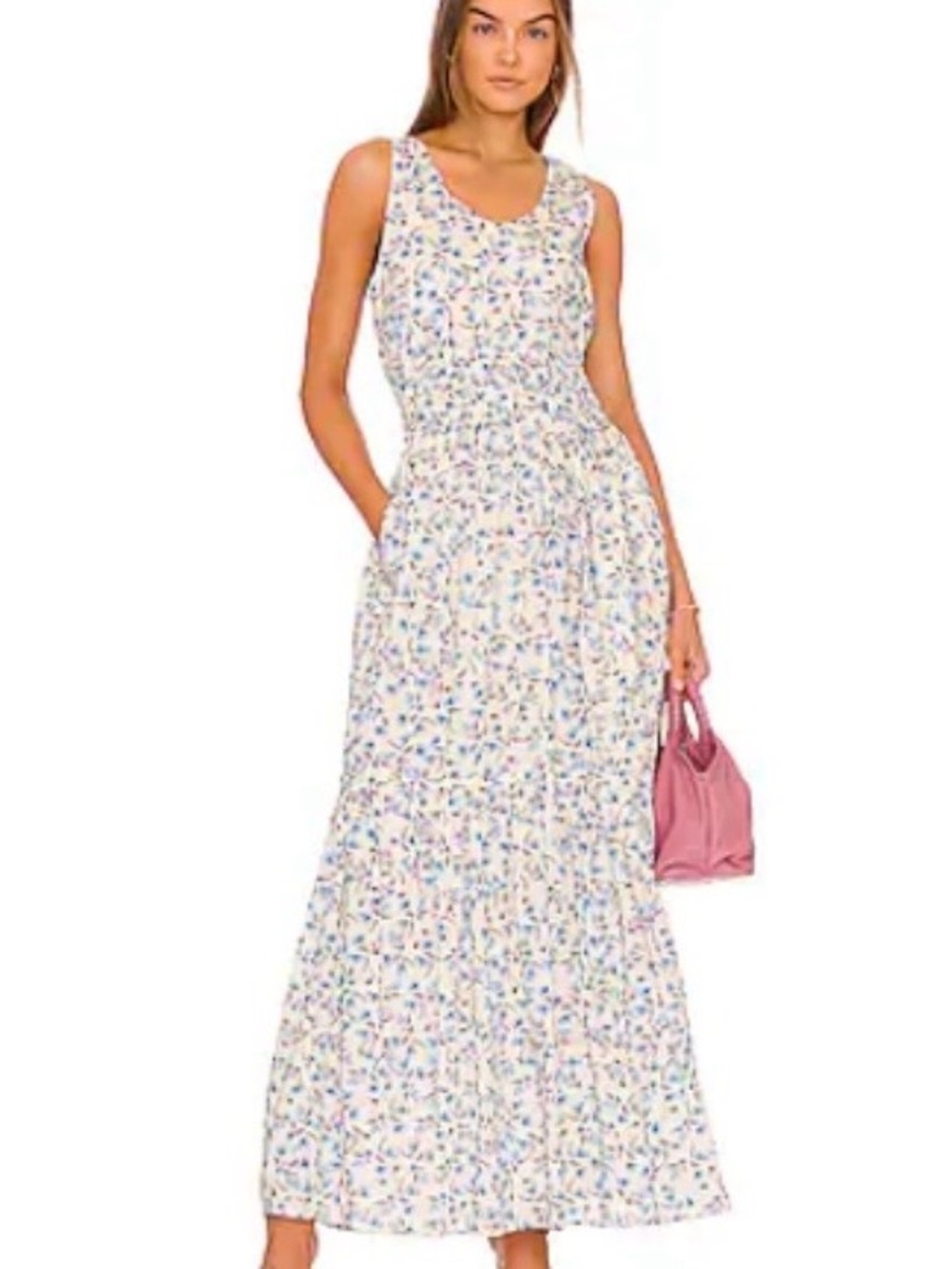 Something Navy flowy Floral Tiered Maxi Dress
